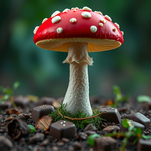 Magic Mushroom Chocolates with Nature Background