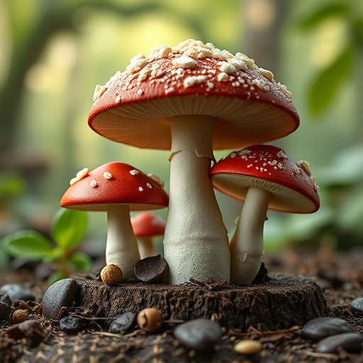 Magic Mushroom Chocolates with Nature Background