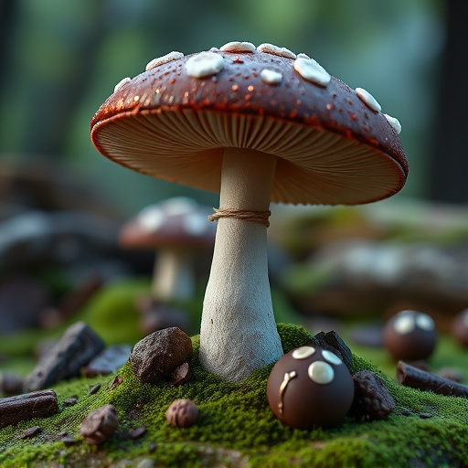 Magic Mushroom Chocolates with Nature Background