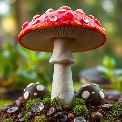 Magic Mushroom Chocolates with Nature Background