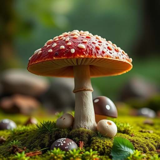 Magic Mushroom Chocolates with Nature Background