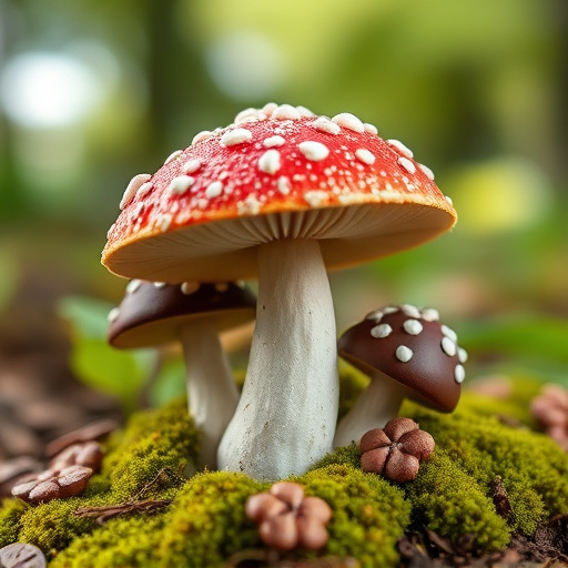 Magic Mushroom Chocolates with Nature Background