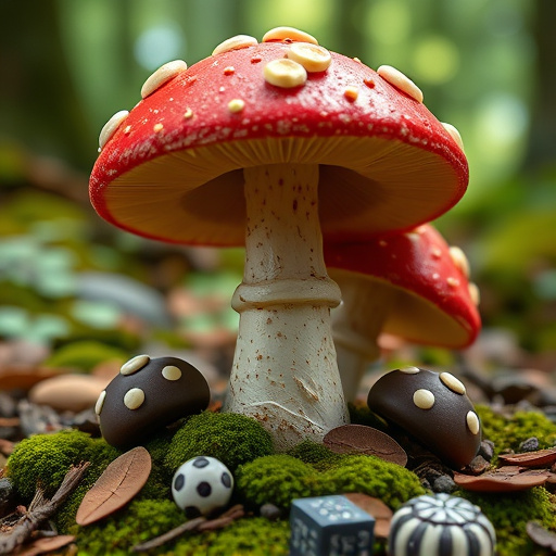 Magic Mushroom Chocolates with Nature Background
