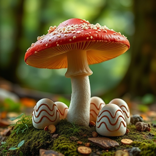 Magic Mushroom Chocolates with Nature Background