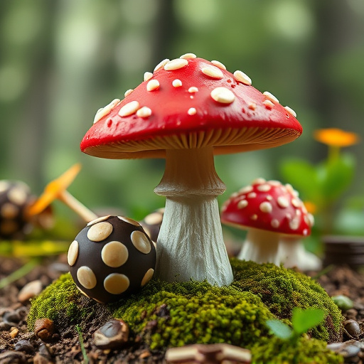 Magic Mushroom Chocolates with Nature Background