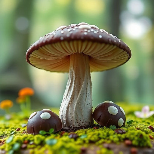 Magic Mushroom Chocolates with Nature Background