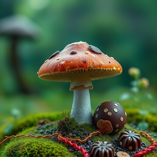 Magic Mushroom Chocolates with Nature Background