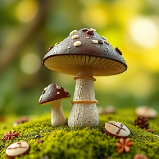 Magic Mushroom Chocolates with Nature Background
