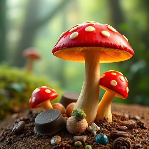 Magic Mushroom Chocolates with Nature Background