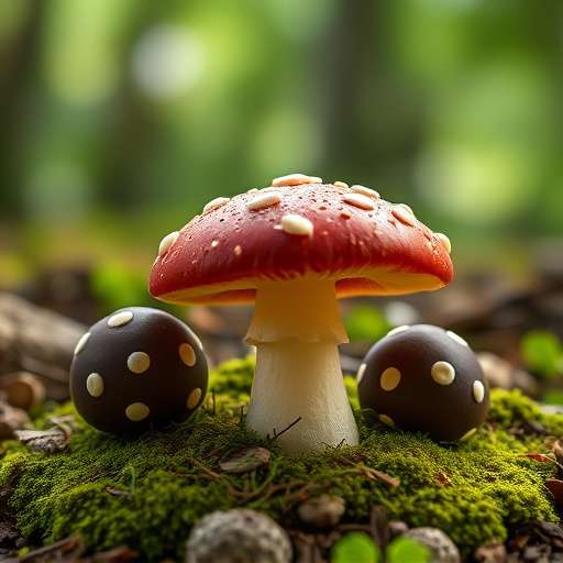 Magic Mushroom Chocolates with Nature Background