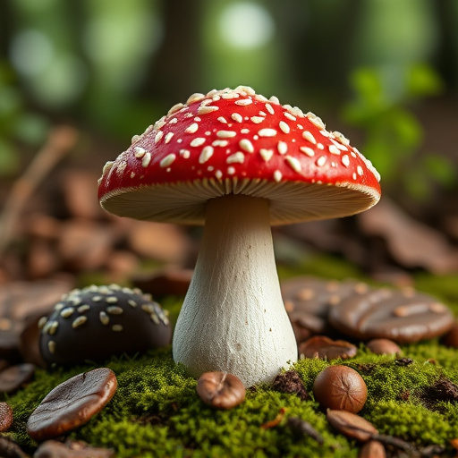 Magic Mushroom Chocolates with Nature Background