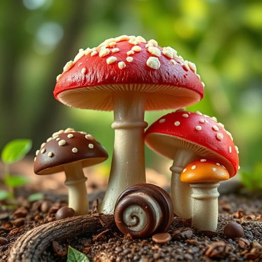 Magic Mushroom Chocolates with Nature Background