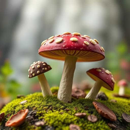 Magic Mushroom Chocolates with Nature Background