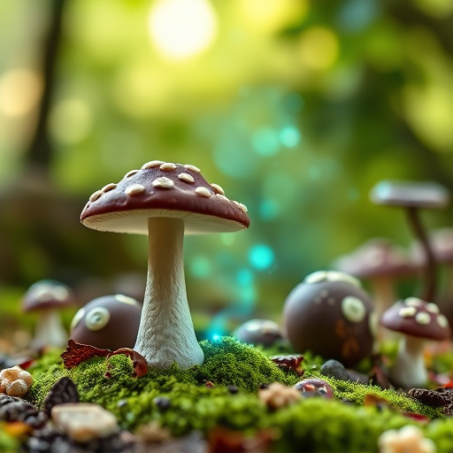 Magic Mushroom Chocolates with Nature Background