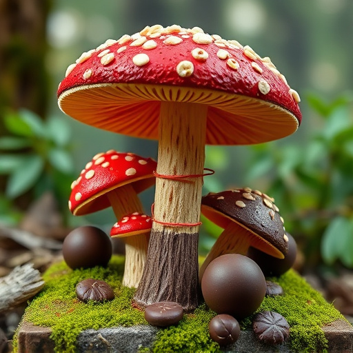 Magic Mushroom Chocolates with Nature Background