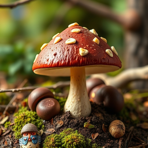 Magic Mushroom Chocolates with Nature Background