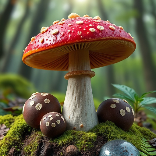Magic Mushroom Chocolates with Nature Background