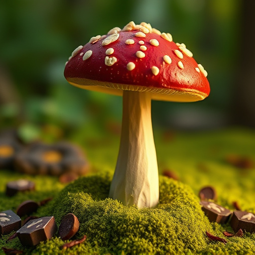 Magic Mushroom Chocolates with Nature Background