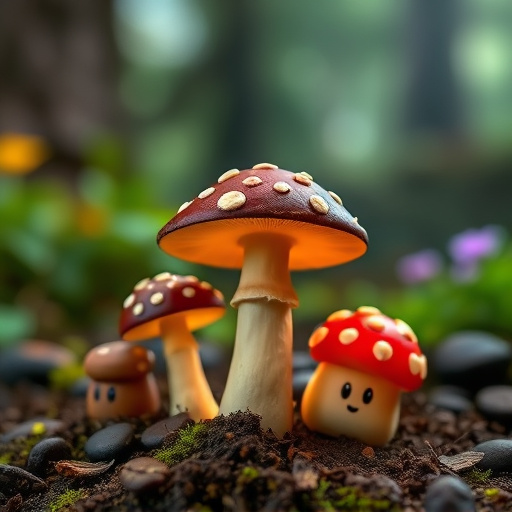 Magic Mushroom Chocolates with Nature Background