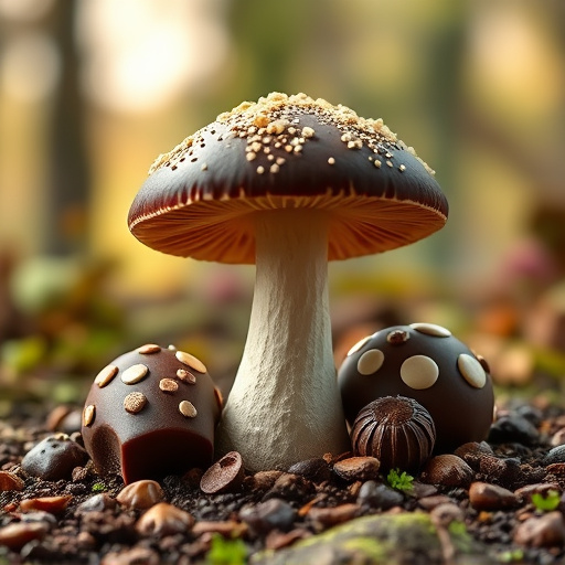 Magic Mushroom Chocolates with Nature Background