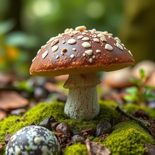 Magic Mushroom Chocolates with Nature Background