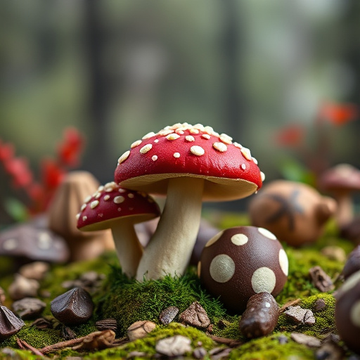 Magic Mushroom Chocolates with Nature Background
