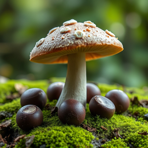 Magic Mushroom Chocolates with Nature Background