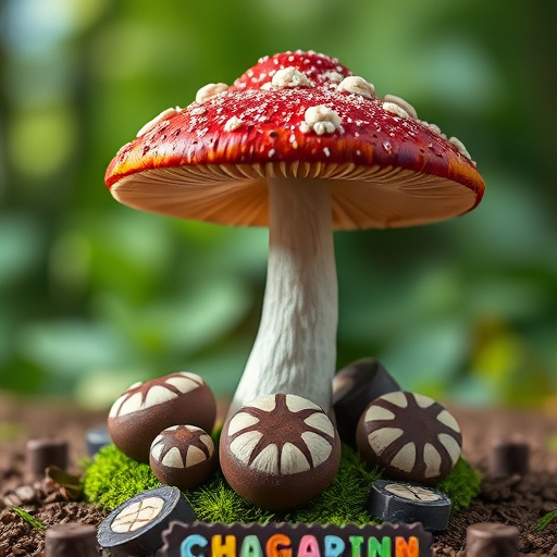 Magic Mushroom Chocolates with Nature Background