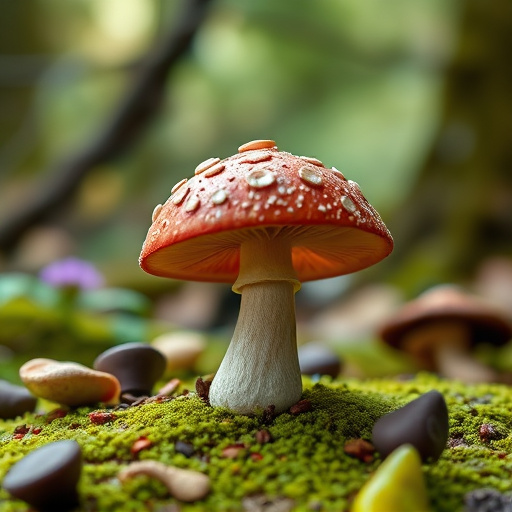 Magic Mushroom Chocolates with Nature Background