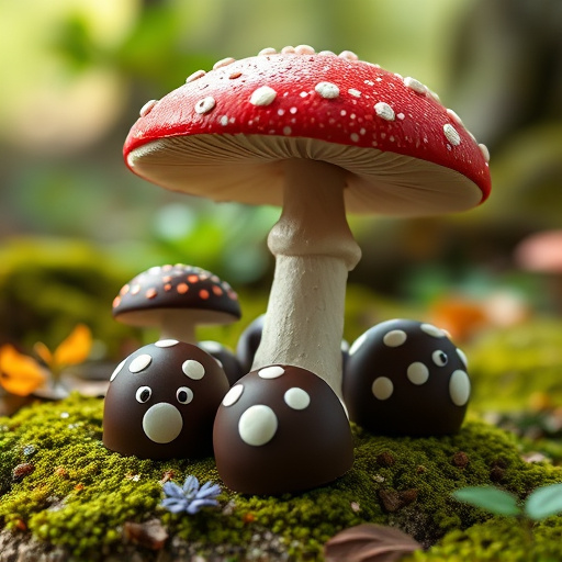 Magic Mushroom Chocolates with Nature Background