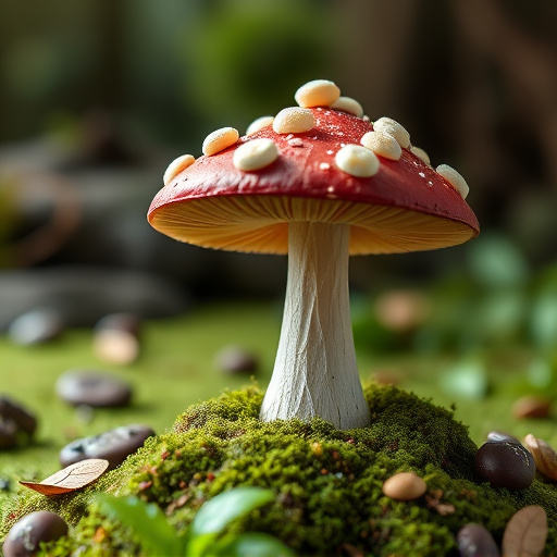 Magic Mushroom Chocolates with Nature Background