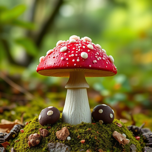 Magic Mushroom Chocolates with Nature Background