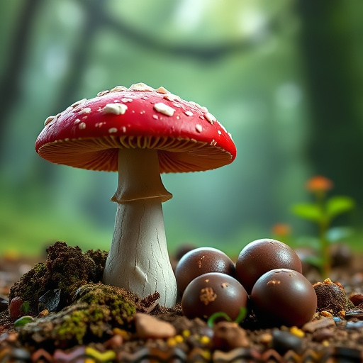 Magic Mushroom Chocolates with Nature Background