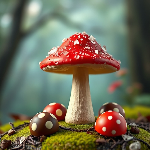 Magic Mushroom Chocolates with Nature Background