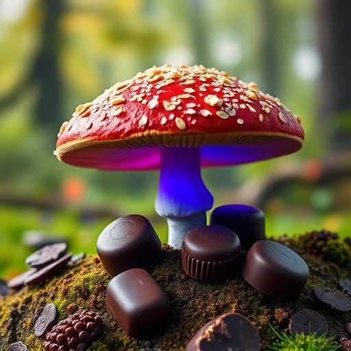Magic Mushroom Chocolates with Nature Background