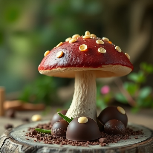 Magic Mushroom Chocolates with Nature Background
