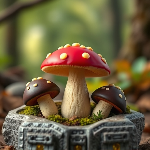 Magic Mushroom Chocolates with Nature Background