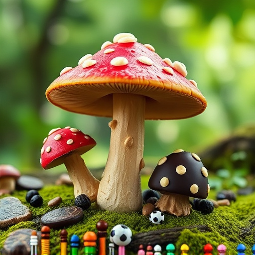 Magic Mushroom Chocolates with Nature Background