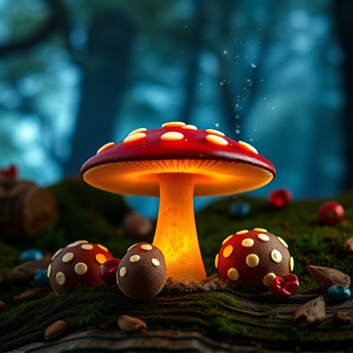 Magic Mushroom Chocolates with Nature Background