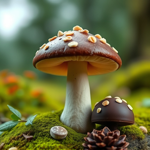 Magic Mushroom Chocolates with Nature Background