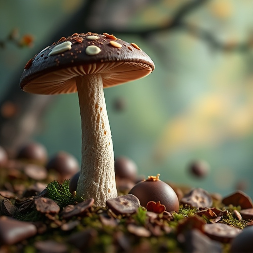 Magic Mushroom Chocolates with Nature Background