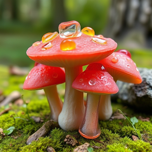 Magic Mushroom Gummies with Nature Background