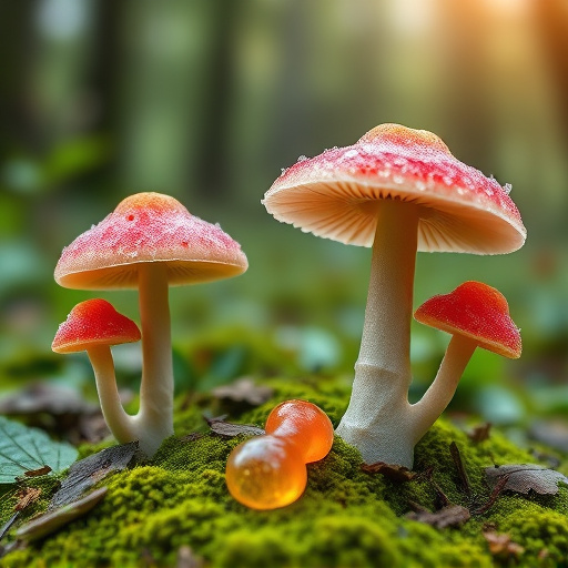 Magic Mushroom Gummies with Nature Background