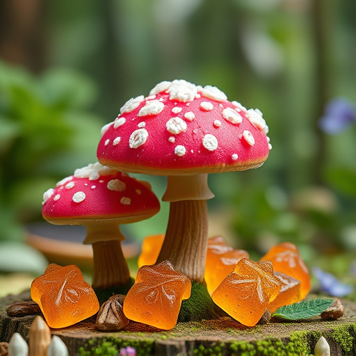 Magic Mushroom Gummies with Nature Background