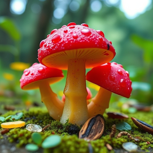 Magic Mushroom Gummies with Nature Background