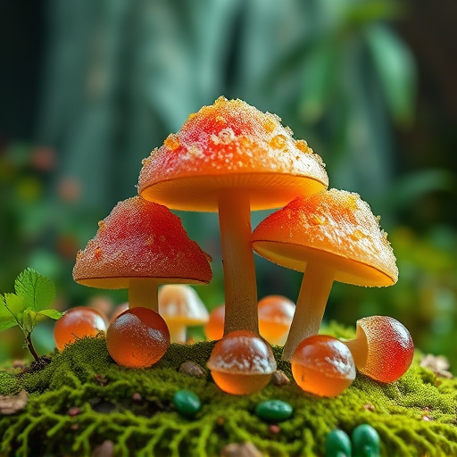 Magic Mushroom Gummies with Nature Background