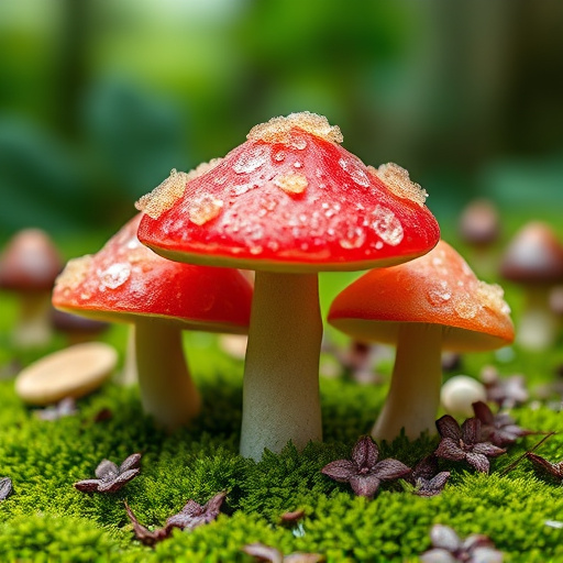 Magic Mushroom Gummies with Nature Background