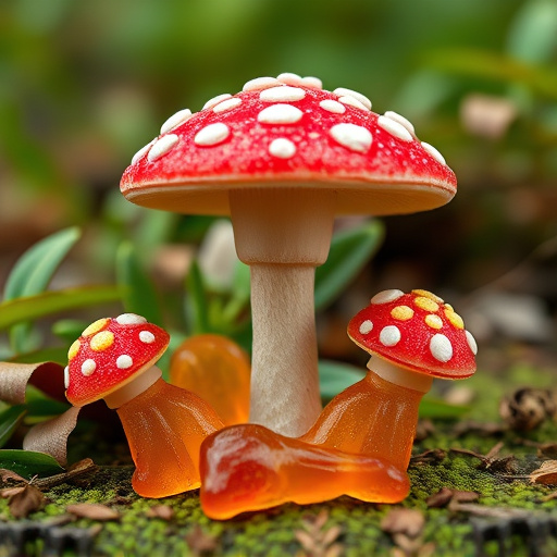 Magic Mushroom Gummies with Nature Background