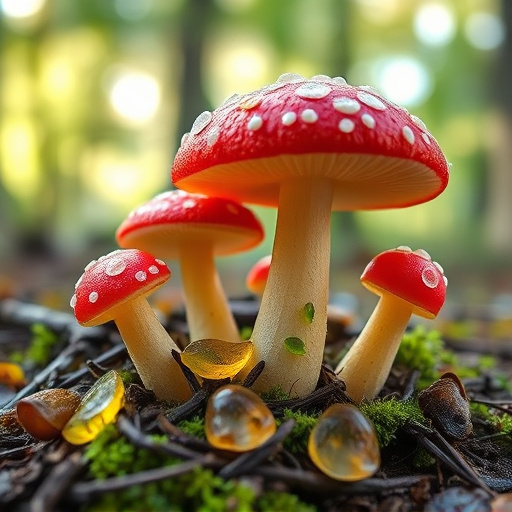 Magic Mushroom Gummies with Nature Background