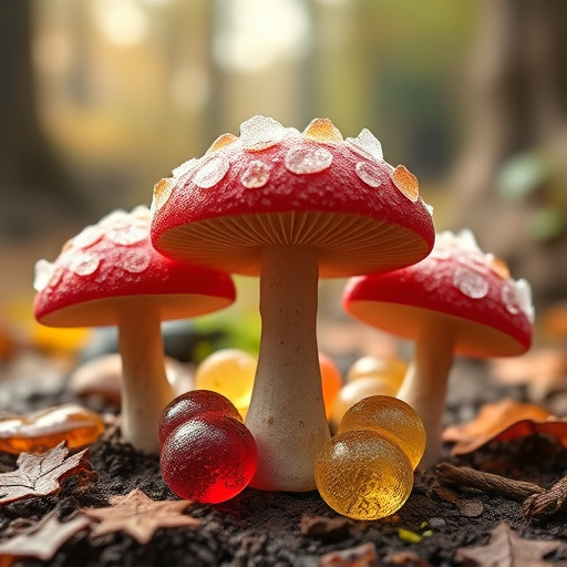 Magic Mushroom Gummies with Nature Background